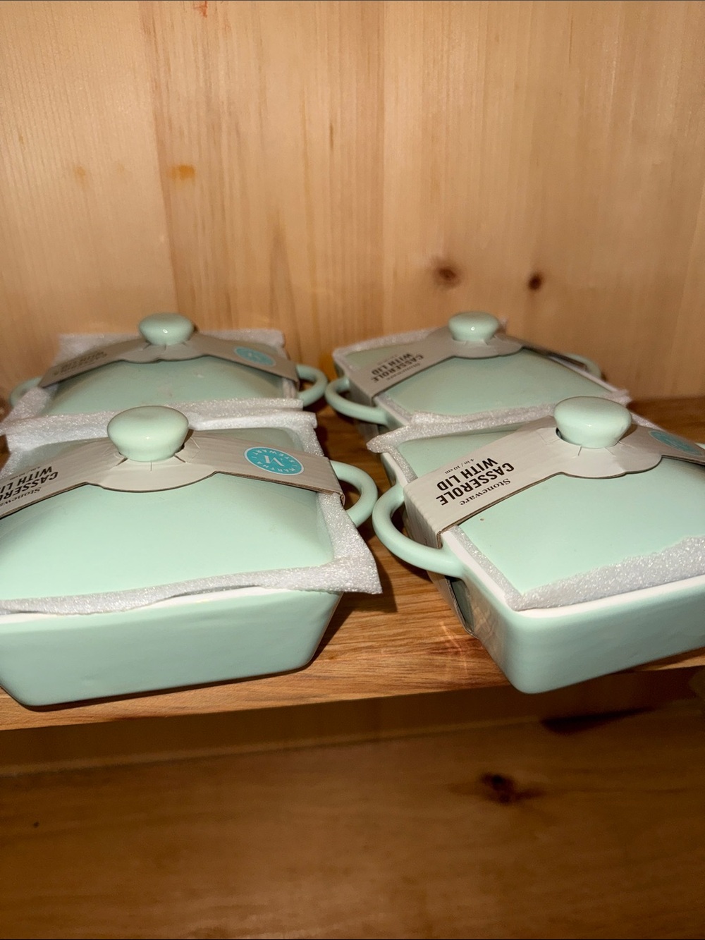 4-Martha Stewart Mint Green Ceramic Mini Casserole Set with Lids